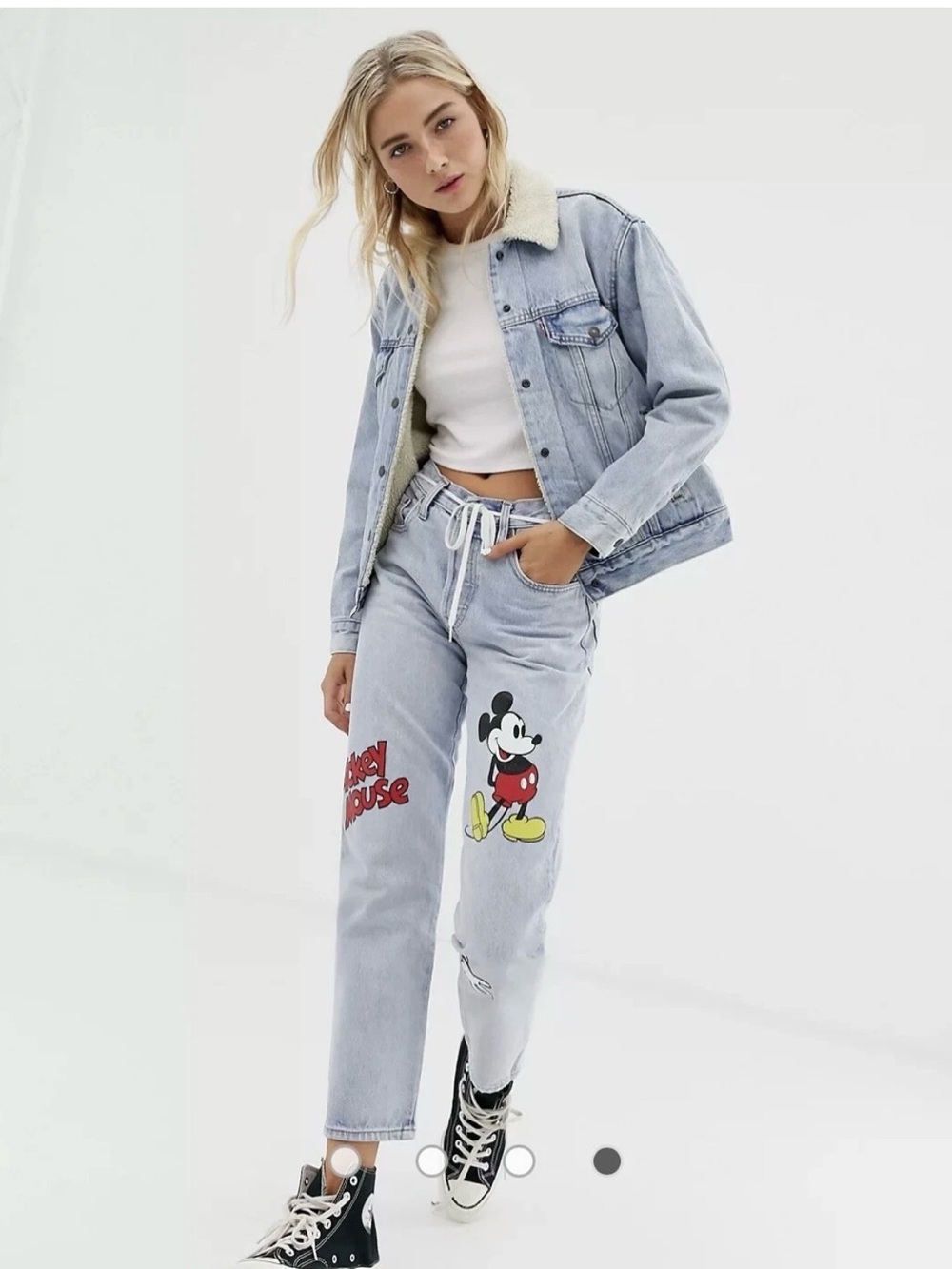 Levi's Light Wash Mickey Graphic Cropped Jeans
